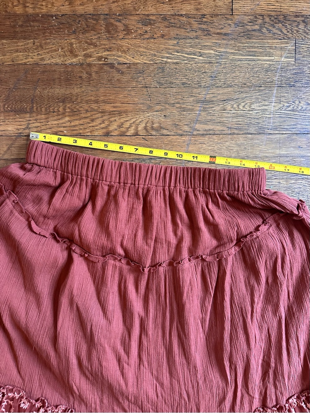 Free People Ashlyn Rust Asymmetrical Lace-Trim Maxi Skirt - Picture 8 of 12